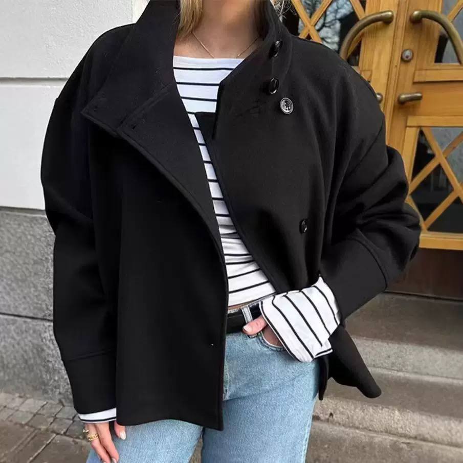 Women's Oversized High Neck Button Jacket