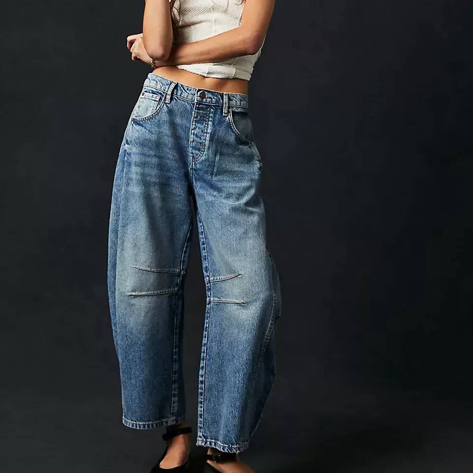 Women's High Waisted Barrel Leg Jeans