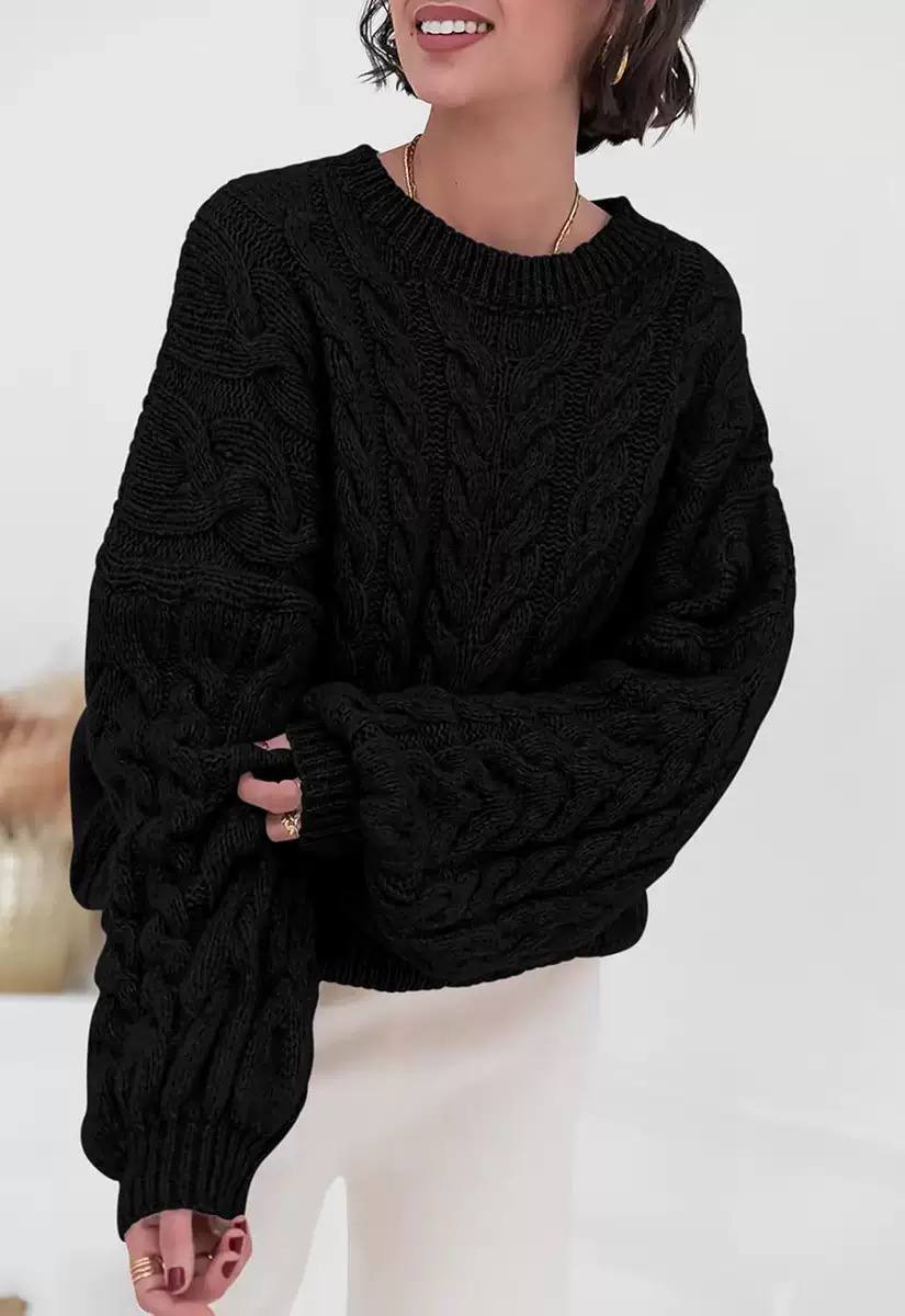 Women's Oversized Cable Knit Chunky Sweater
