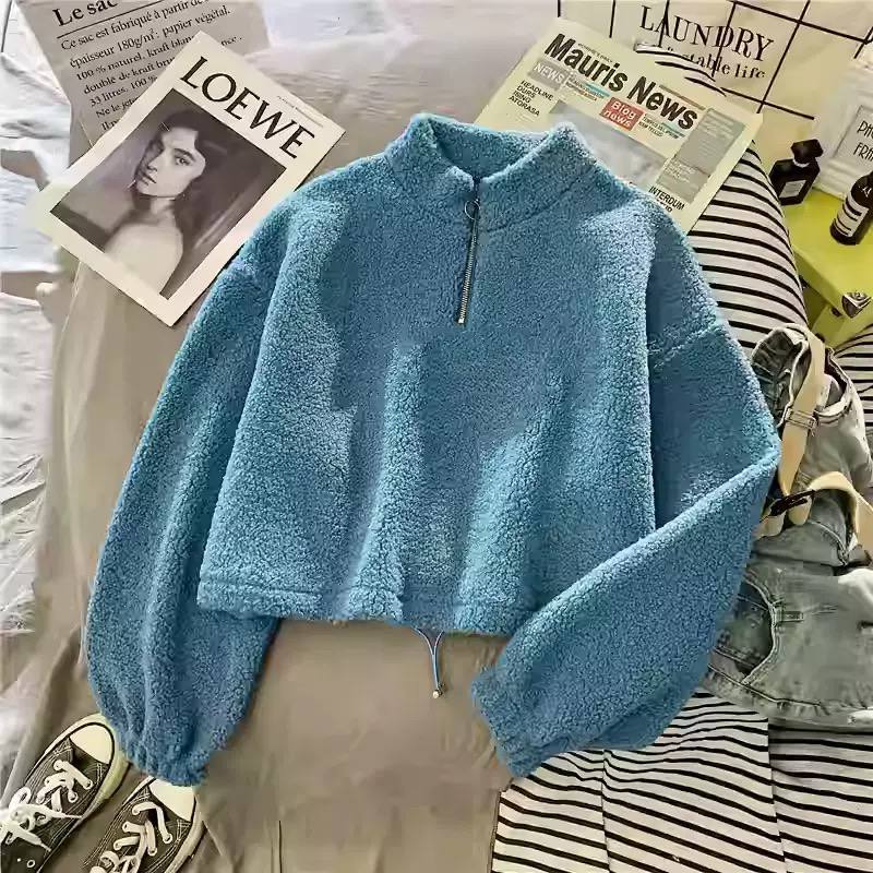 Women's Sherpa Fleece Half Zip Oversized Sweatshirt