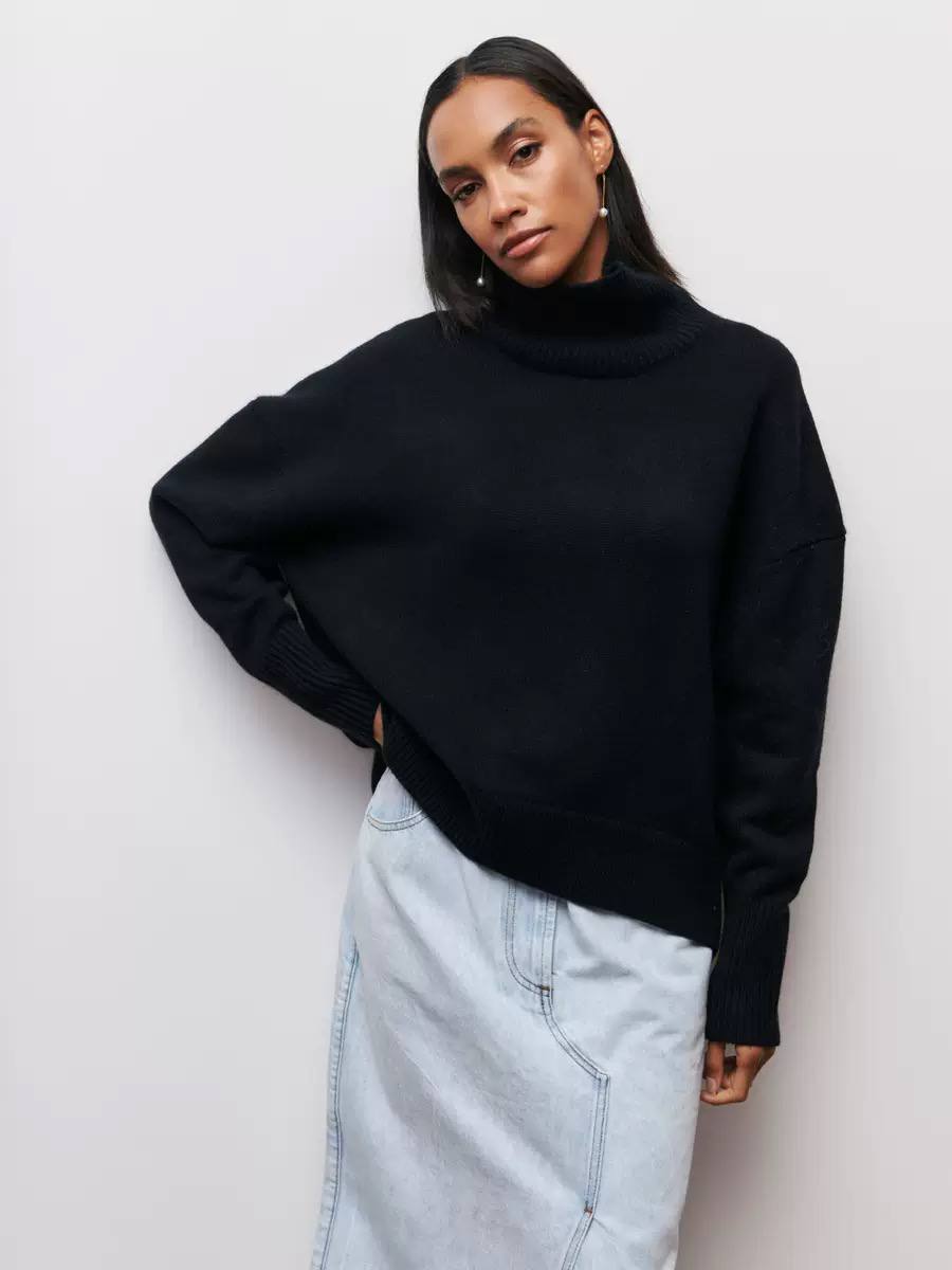 Women's Oversized Turtleneck Knit Sweater