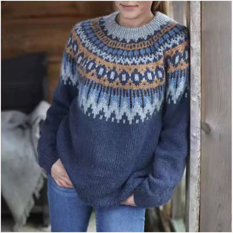 Women's Fair Isle Crew Neck Knit Sweater
