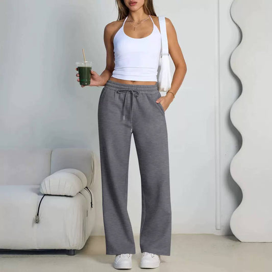 Women's Drawstring Wide Leg Lounge Pants