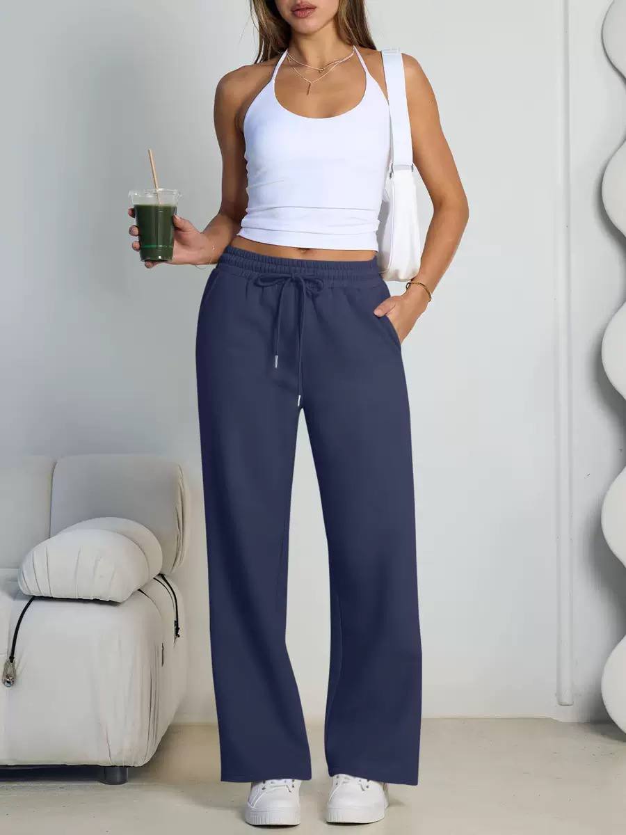 Women's Drawstring Wide Leg Lounge Pants