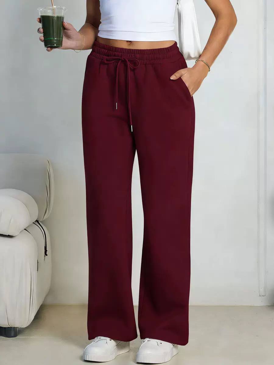 Women's Drawstring Wide Leg Lounge Pants