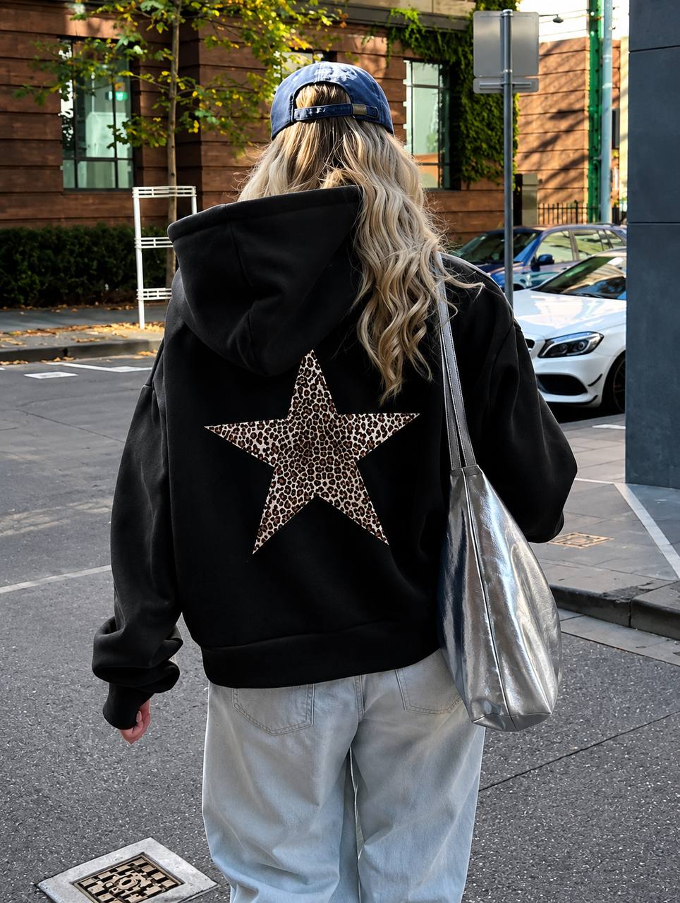 Women's Leopard Star Oversized Hoodie