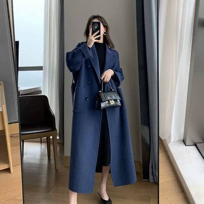 Women's Double Breasted Long Wool Blend Coat