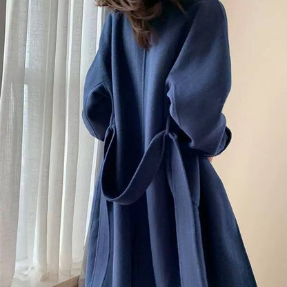 Women's Double Breasted Long Wool Blend Coat
