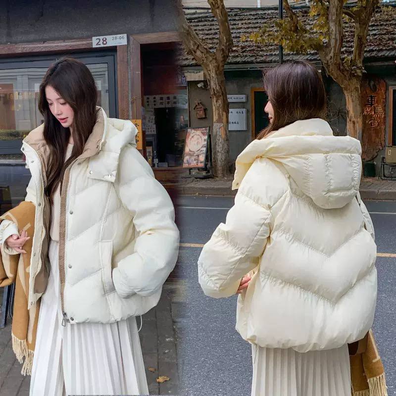 Puffer Jacket – Quilted Design, Snap Button Front, Oversized Hood & Relaxed Fit