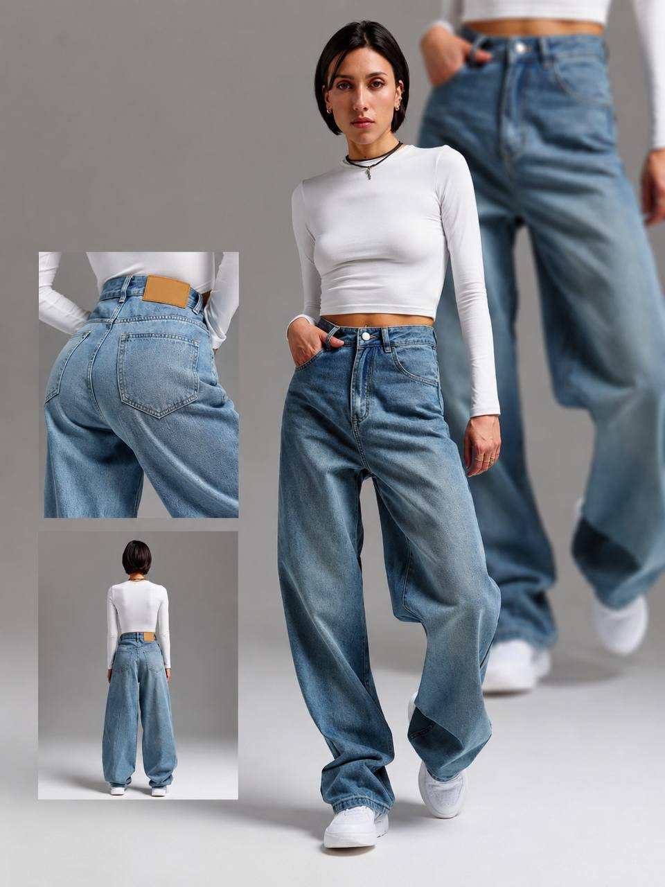 Women’s High-Waisted Baggy Wide-Leg Jeans | Relaxed Fit Denim