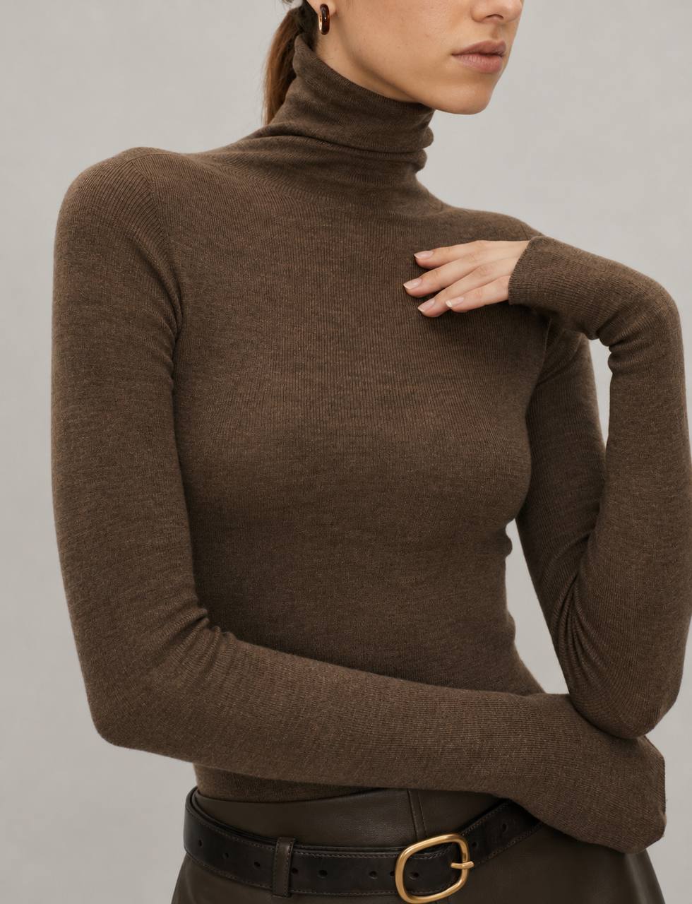 Women’s Slim-Fit Turtleneck Long-Sleeve Fine Knit Sweater