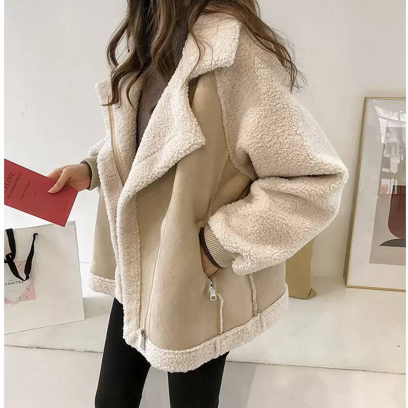 Women’s Oversized Sherpa Jacket – Aviator-Style Relaxed Winter Coat