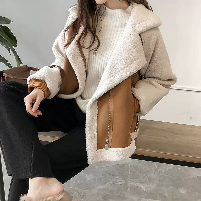 Women’s Oversized Sherpa Jacket – Aviator-Style Relaxed Winter Coat
