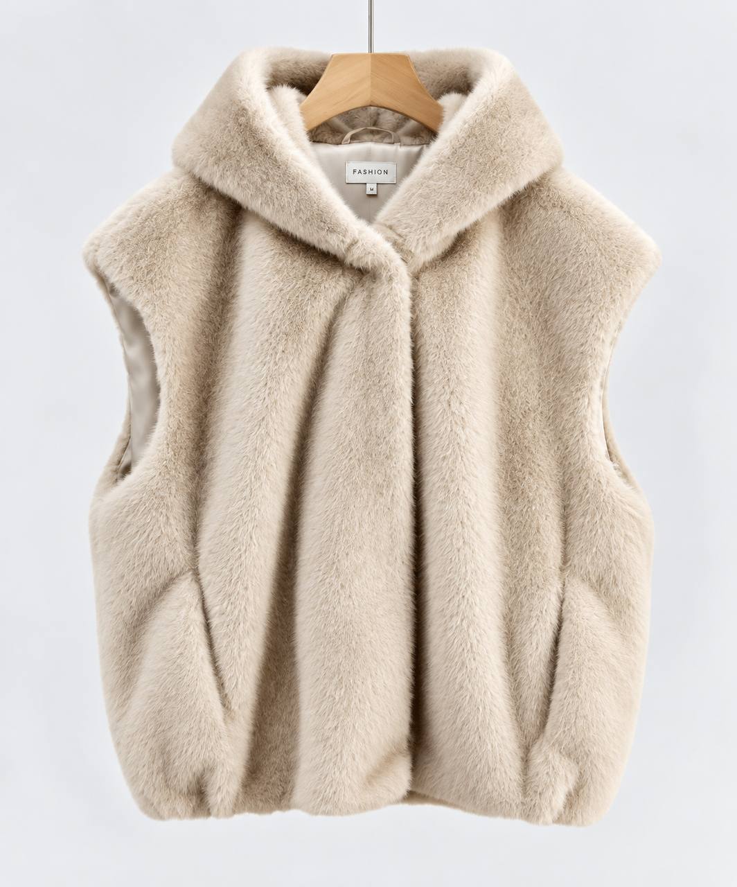 Women's Plush Hooded Sleeveless Vest with Pockets