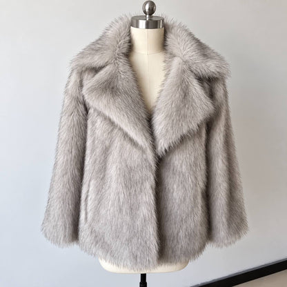 Women's Oversized Wide-Lapel Plush Coat