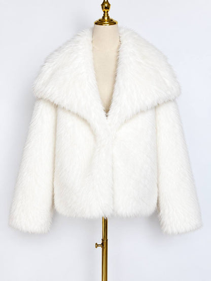 Women's Plush Wide-Collar Short Jacket