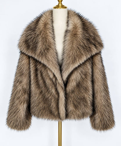 Women's Plush Wide-Collar Short Jacket – Animal