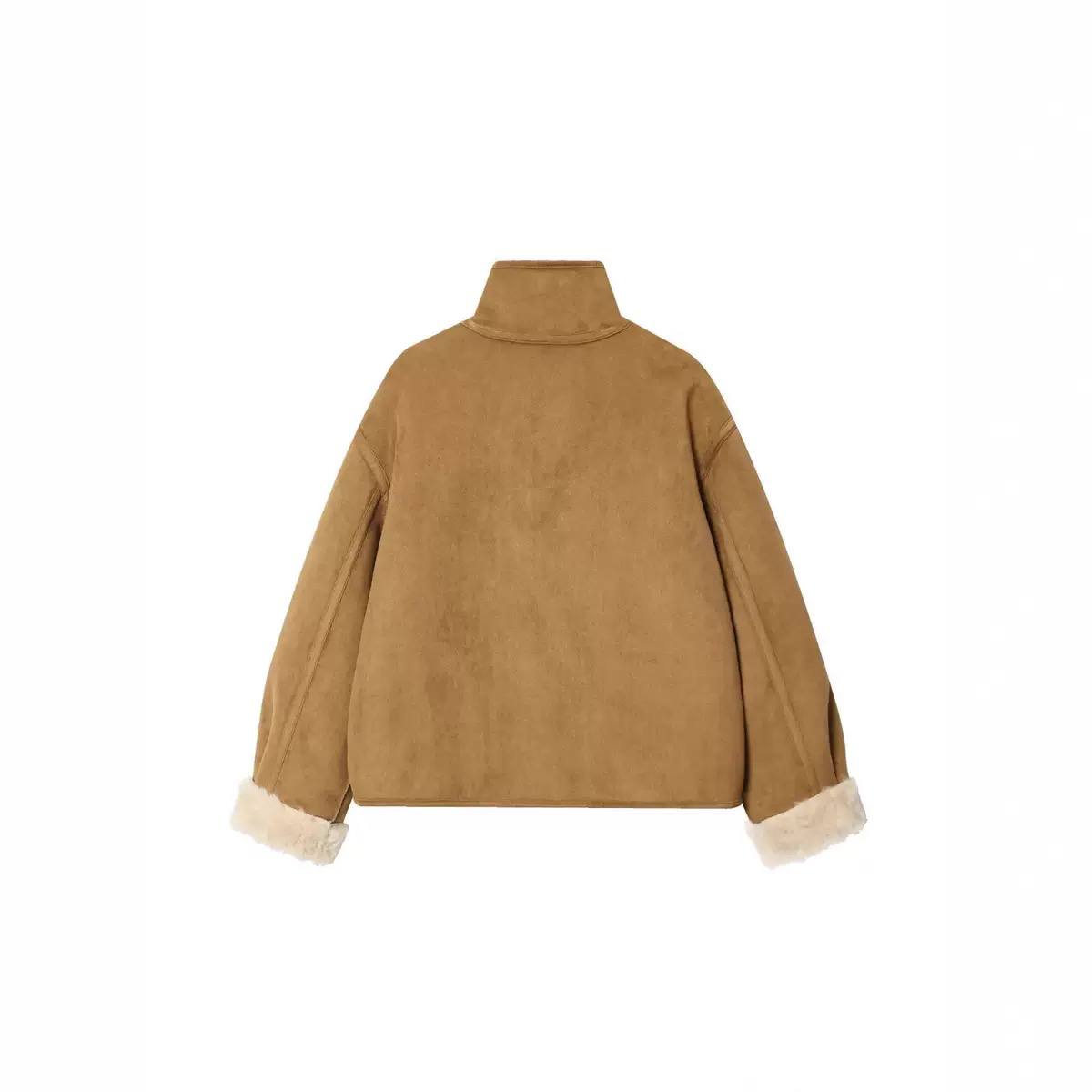 Women’s Reversible Faux-Suede Teddy Short Jacket - Camel/Cream