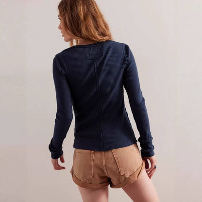 Women’s Ribbed Button-Front Relaxed Cardigan - Navy