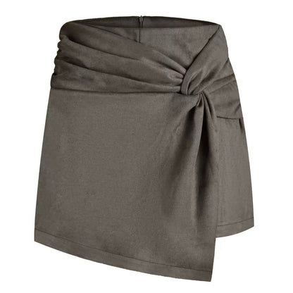 Women’s Wrap-Front Tailored Mini Skort - Grey