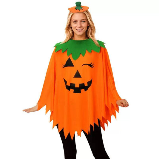 Cheerful Pumpkin Patch Poncho Costume - Orange