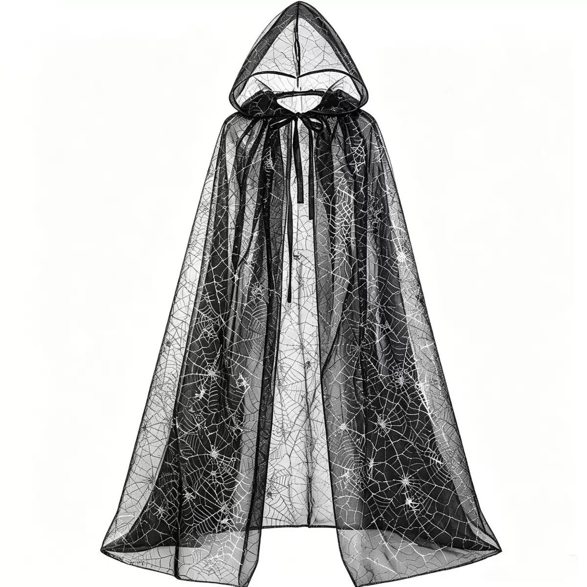 Silver Web Enchantress Costume Cape - Black and Silver