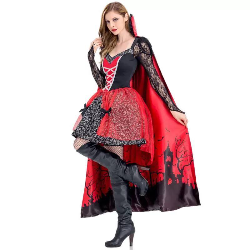 Crimson Court Vampire Queen Costume - Red and Black