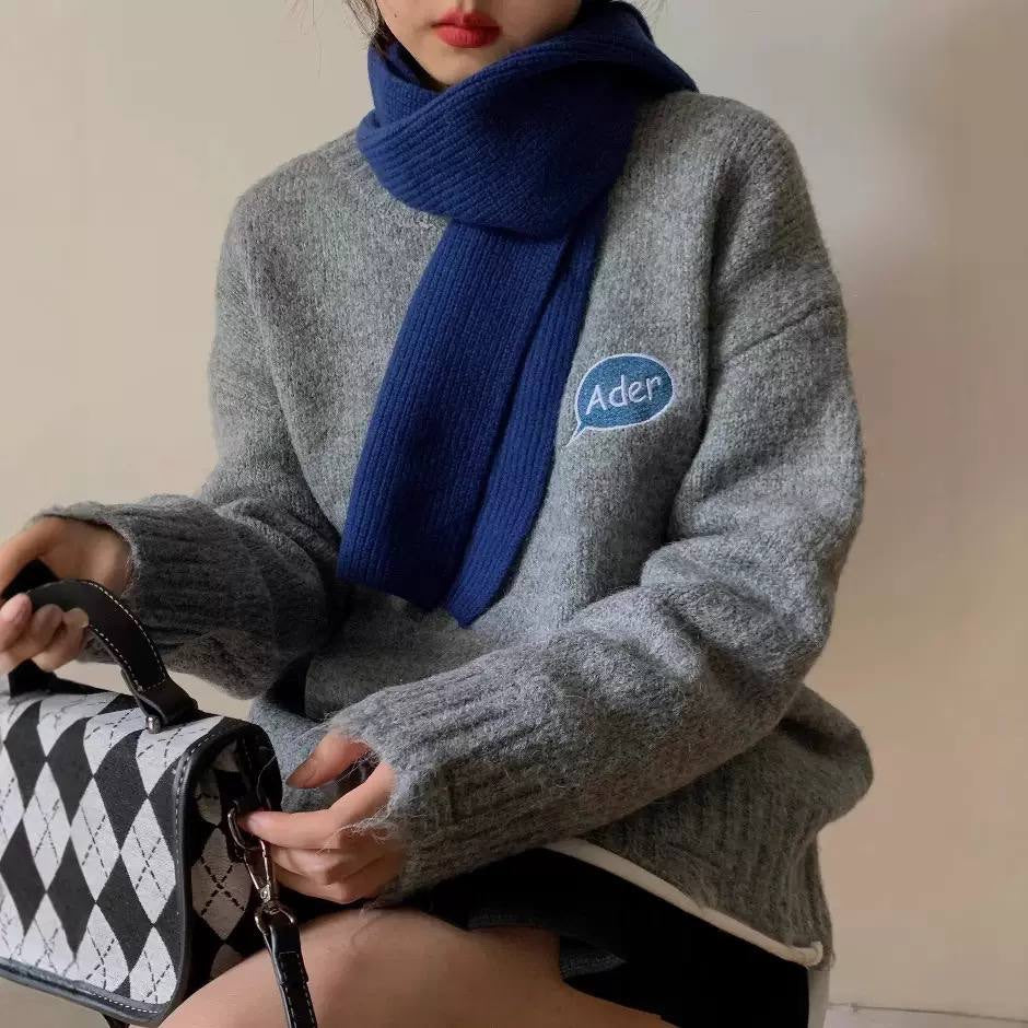 Relaxed Jumper With Embroidered Motifs And Ribbed Trims – Grey