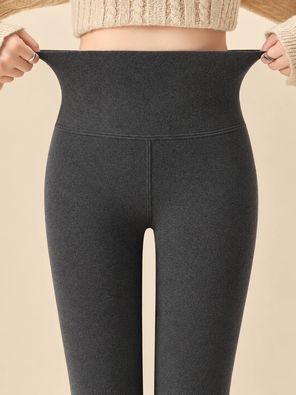 High-Waisted Leggings With A Wide Stretch Waistband – Charcoal