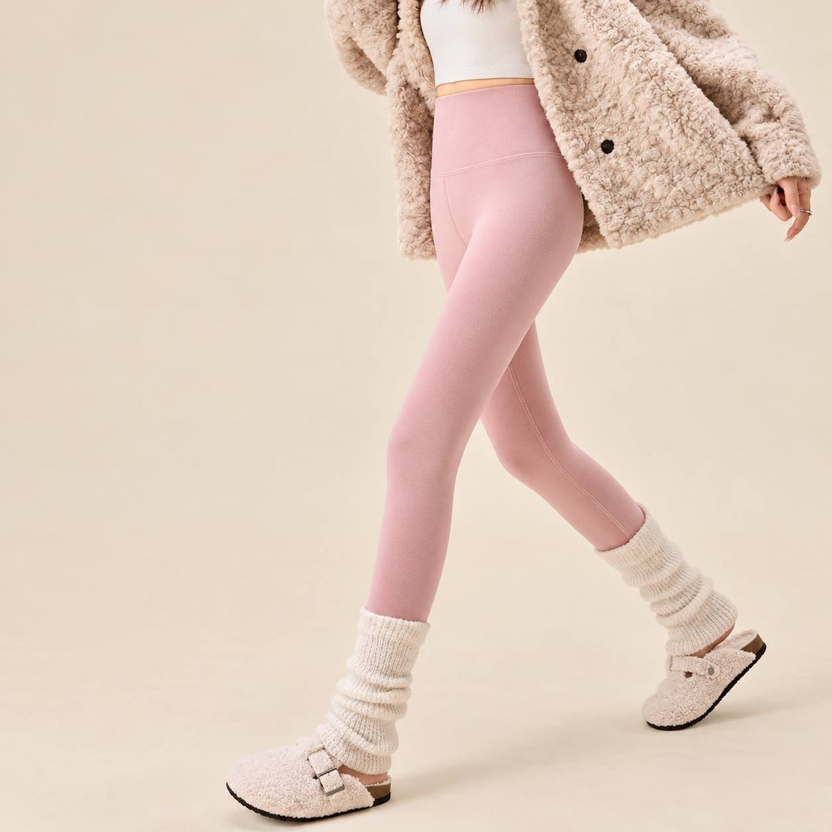 High-Waisted Leggings With A Wide Stretch Waistband – Pink