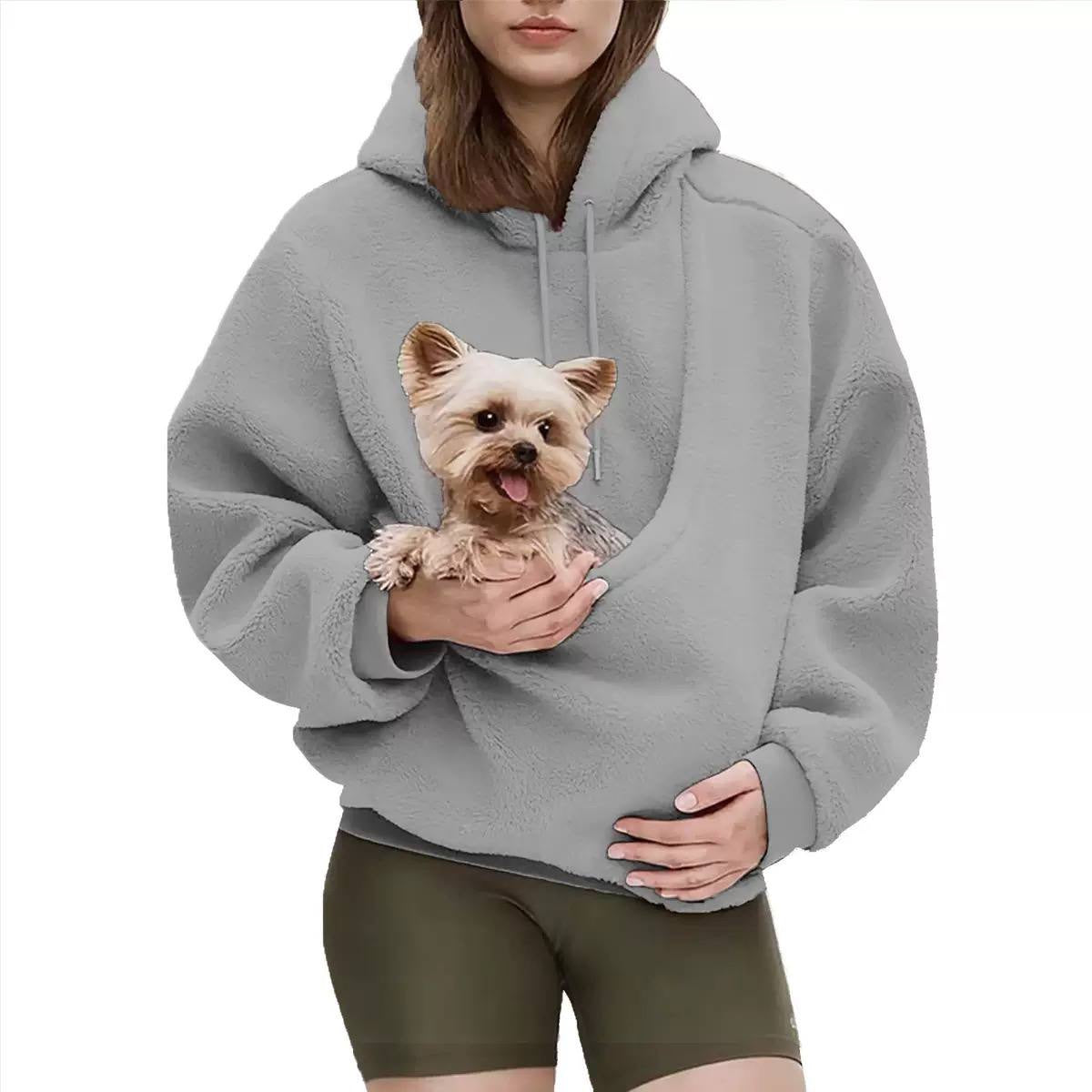 Relaxed Drawstring Hoodie With Deep Front Pouch – Grey