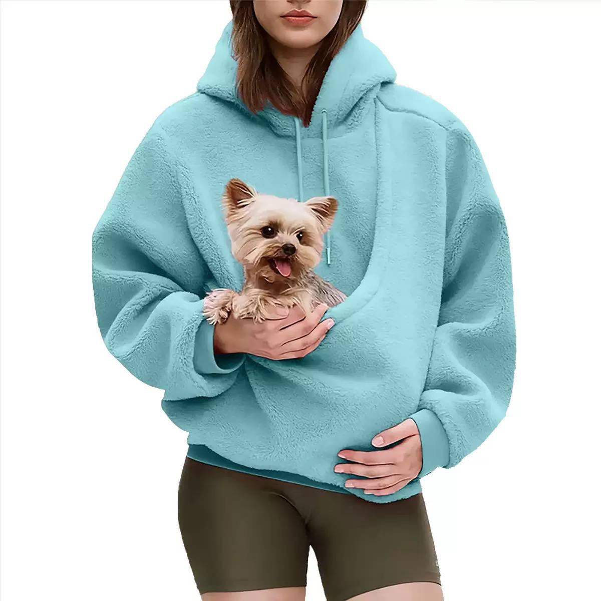 Relaxed Drawstring Hoodie With Deep Front Pouch – Turquoise