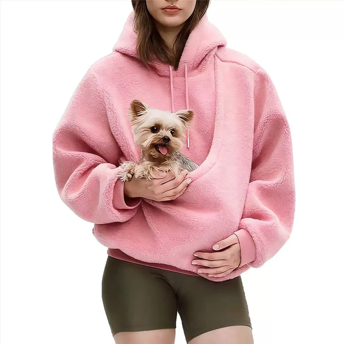 Relaxed Drawstring Hoodie With Deep Front Pouch – Pink