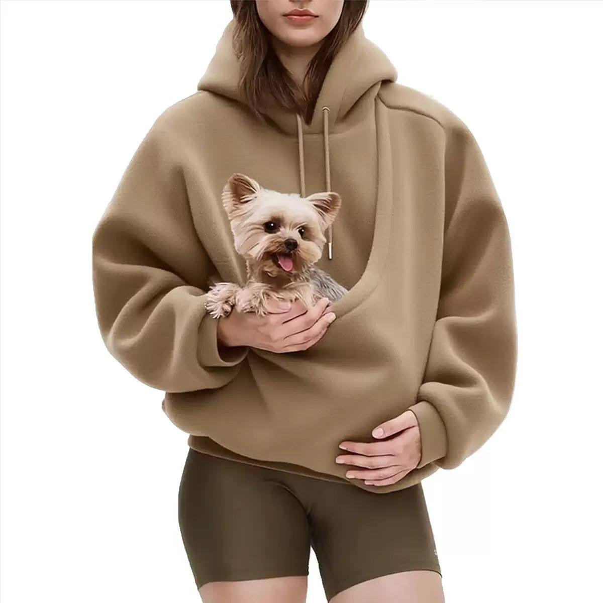 Relaxed Drawstring Hoodie With Deep Front Pouch – Camel