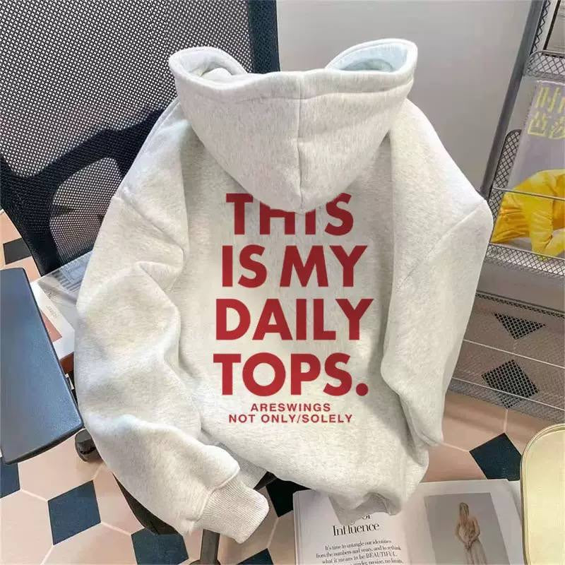 Printed Hoodie With Dropped Shoulders And Full Sleeves – Light Grey Red Lettering