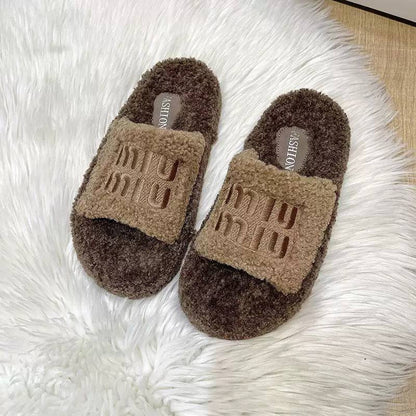 Textured Slip-On Slippers With Decorative Details – Beige