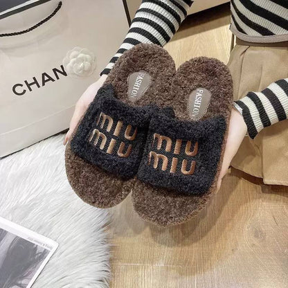 Textured Slip-On Slippers With Decorative Details – Black