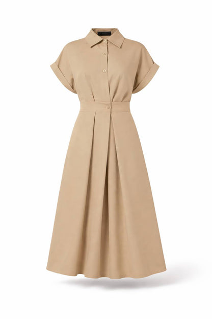 Women's Button Front Tie Waist Shirt Maxi Dress
