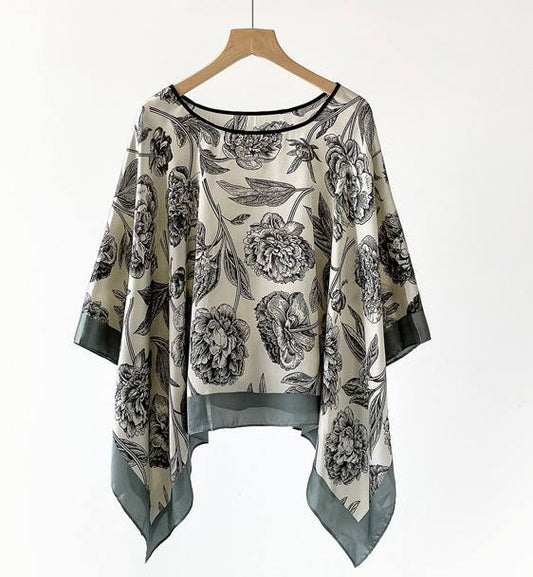 Skye | Vintage Floral Poncho Top