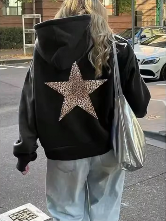 Women's Leopard Star Oversized Hoodie