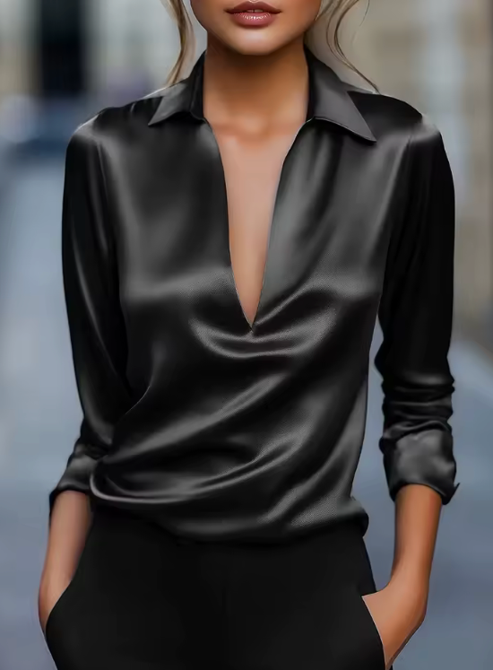Greta | Satin Collar Shirt
